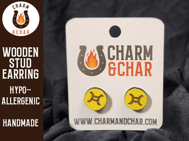 Gemini Wood Stud Earrings - Zodiac Fashion Earring - Stud Earring - Charm and Char